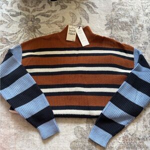Treasure & Bond Brown and Blue Striped Sweater